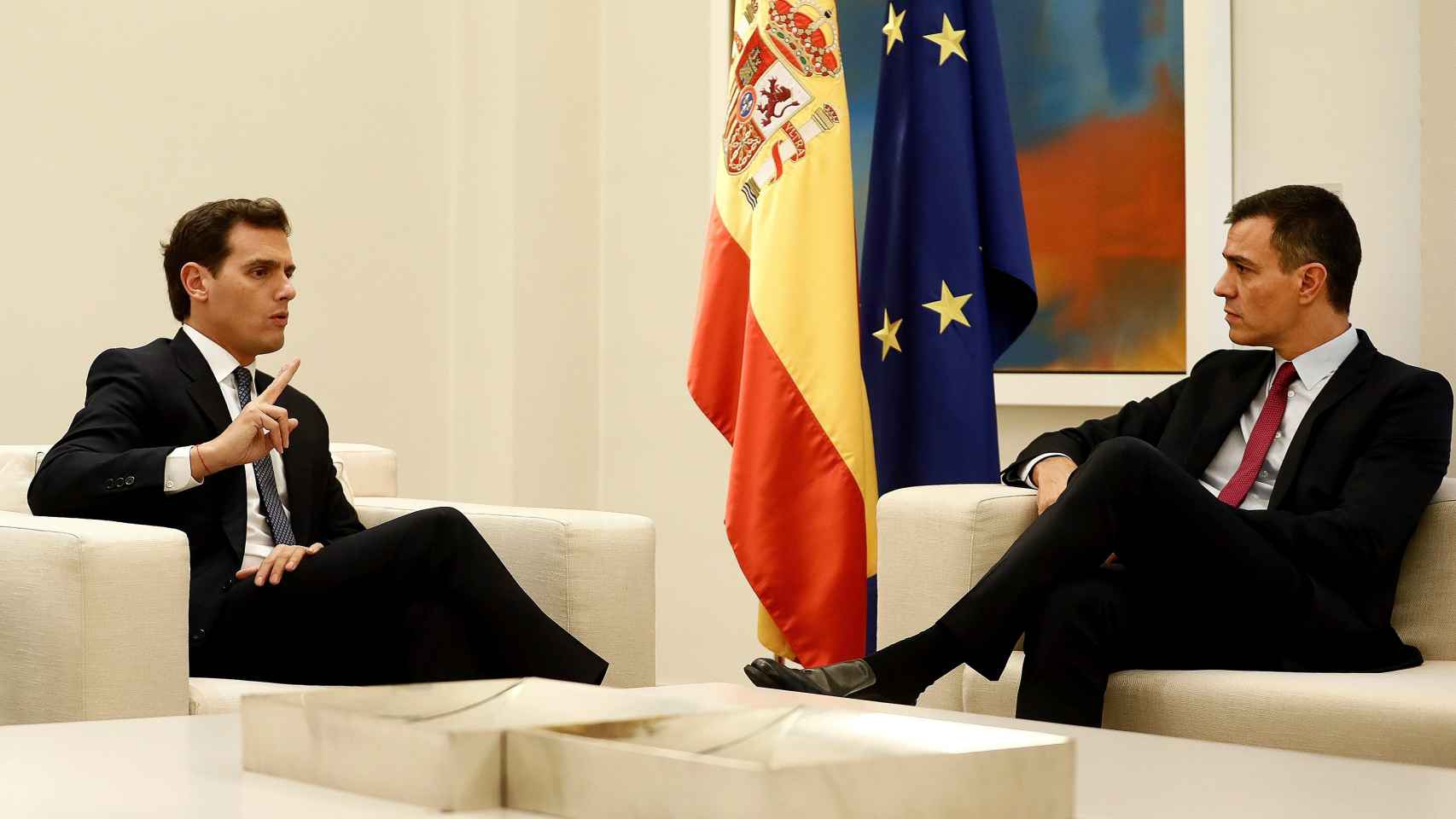 Rivera y Sánchez, reunidos la tarde de este miércoles en Moncloa.