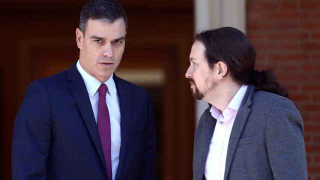 El presidente del Gobierno, Pedro Sánchez, y el vicepresidente, Pablo Iglesias, en Moncloa.