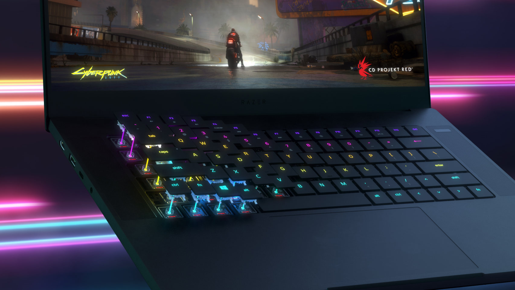 El teclado del nuevo portátil de Razer funciona con la luz. Sí, la luz