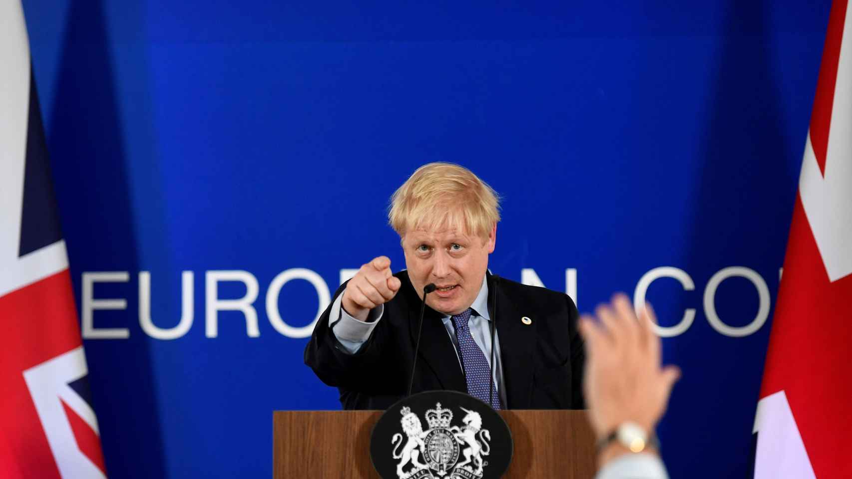 Boris Johnson, durante la rueda de prensa este jueves tras el acuerdo del 'brexit'