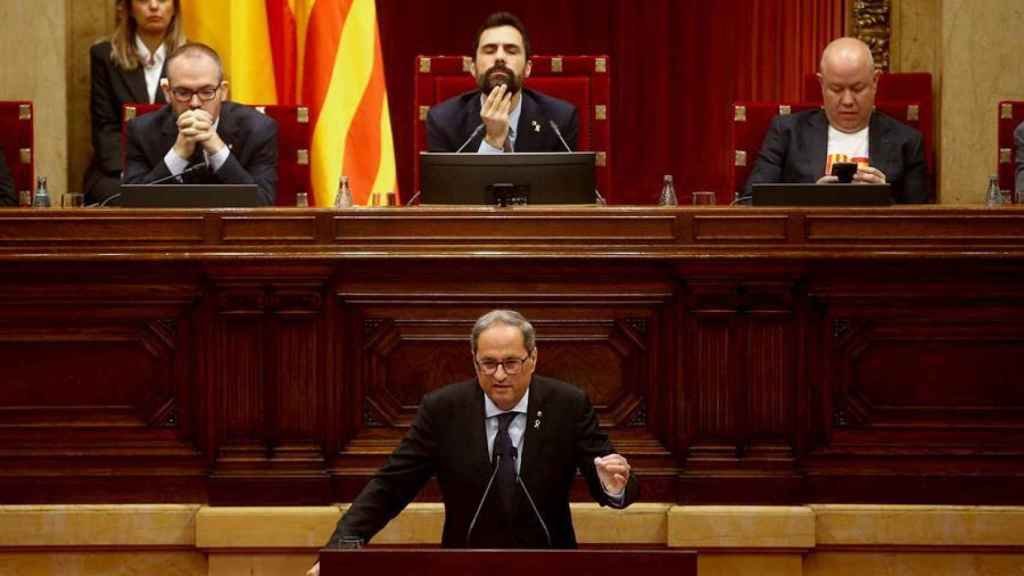El presidente de la Generalitat, Quim Torra, comparece ante el pleno del Parlament.
