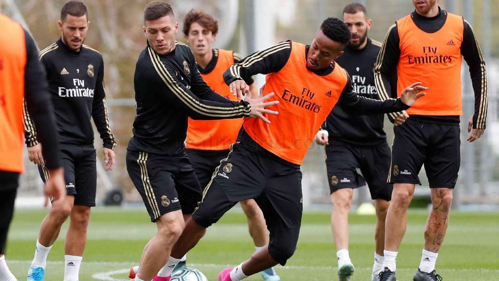 El Real Madrid en el entrenamiento previo al partido ante el Mallorca.