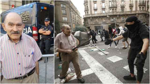 José Frías, barcelonés de 72 años e hijo de republicano, se enfrentó este viernes a los radicales independentistas.