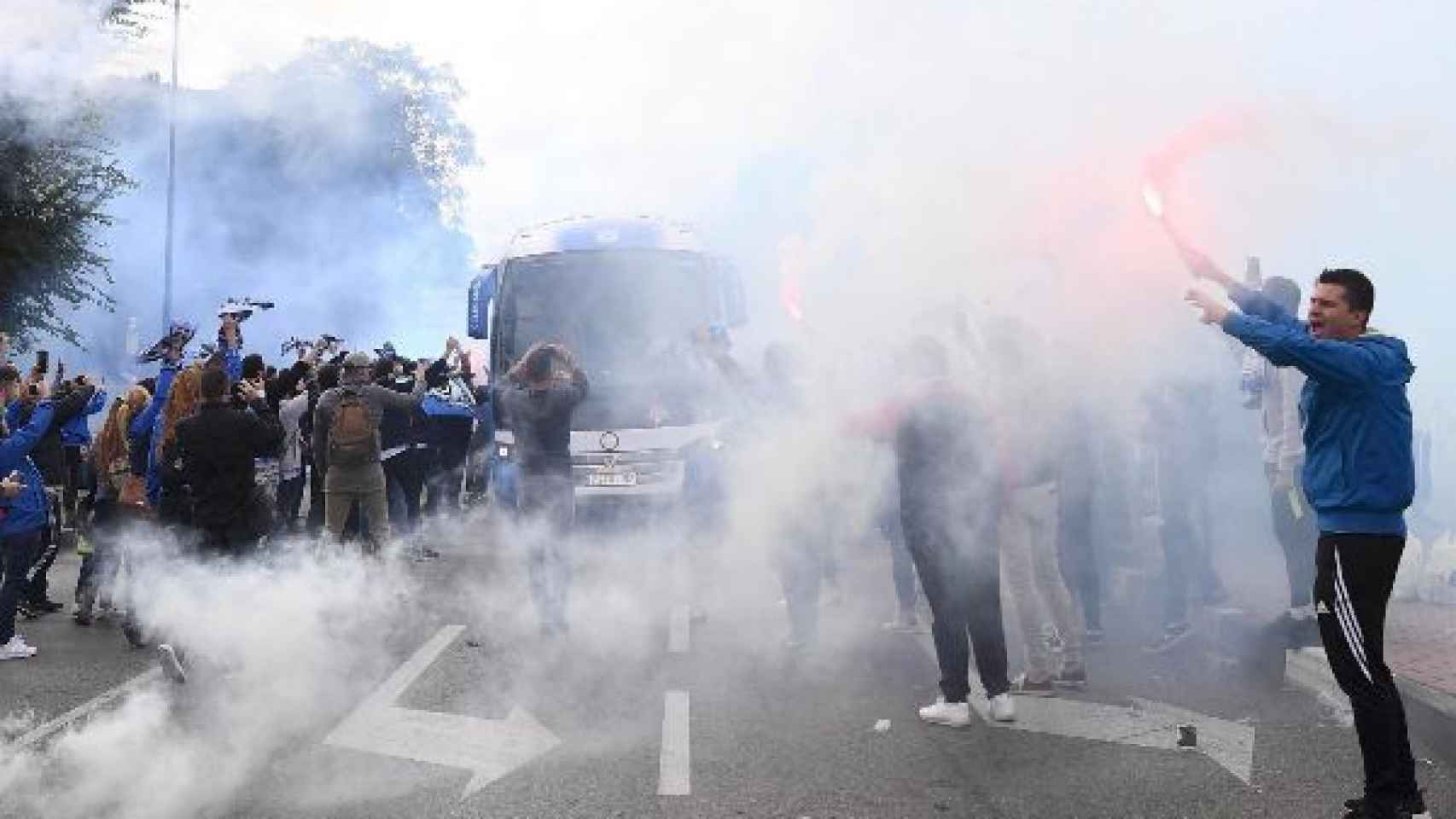 Autobús del Leganés antes del partido contra el Getafe
