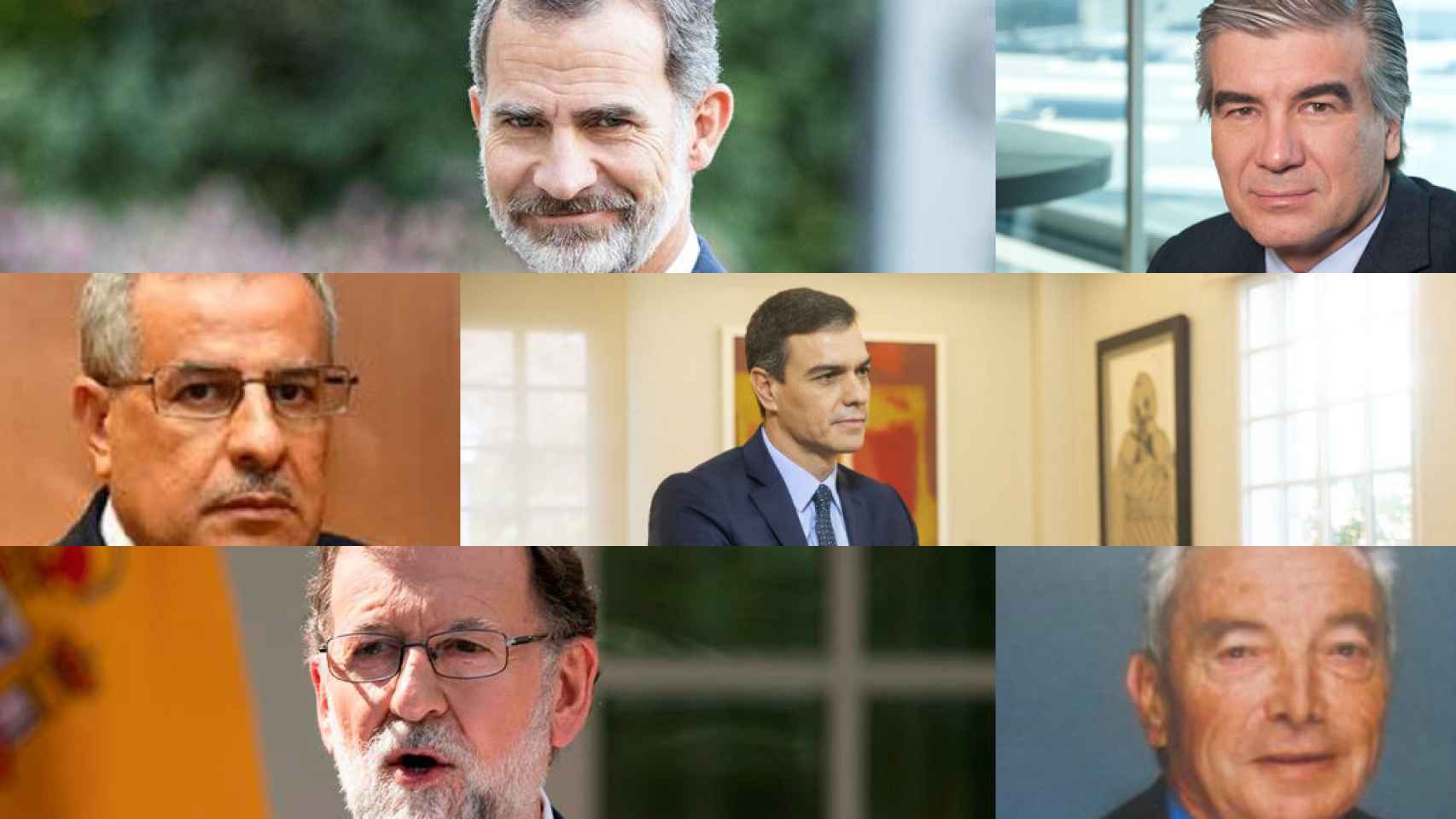 Felipe VI, Francisco Reynés, Rachid Hachichi, Pedro Sánchez, Pedro Durán y Mariano Rajoy.
