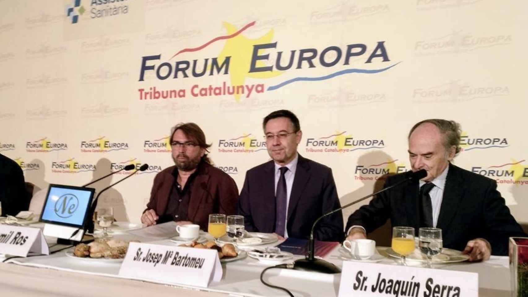 Bartomeu, con Camil Ros, en el acto de Forum Europa-Tribuna Catalunya.