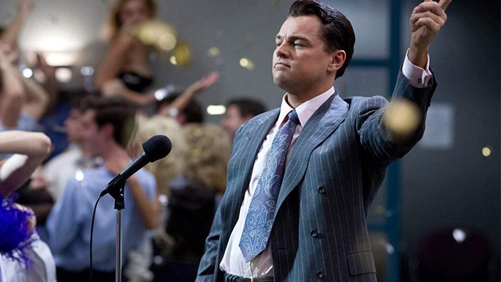 Leonardo Dicaprio en El lobo de Wall Street.