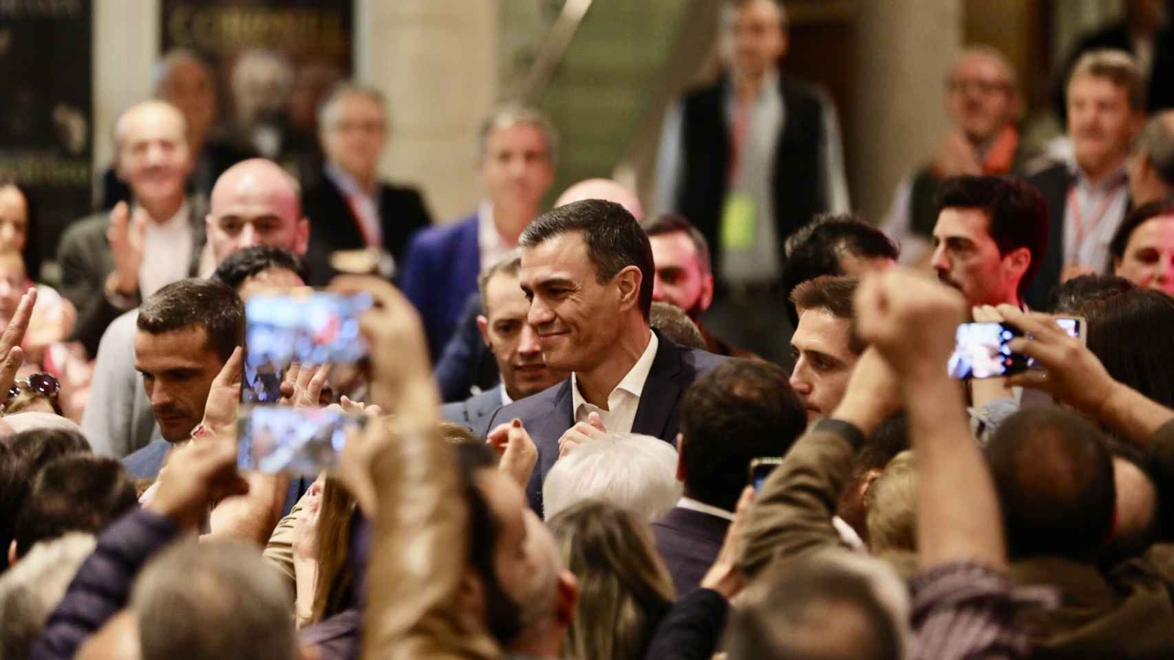 Pedro Sánchez, en Alcázar de San Juan (Ciudad Real), este lunes para un mitin del PSOE.