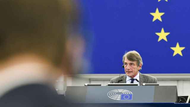 El presidente de la Eurocámara, David Sassoli, durante la apertura del pleno este lunes en Estrasburgo
