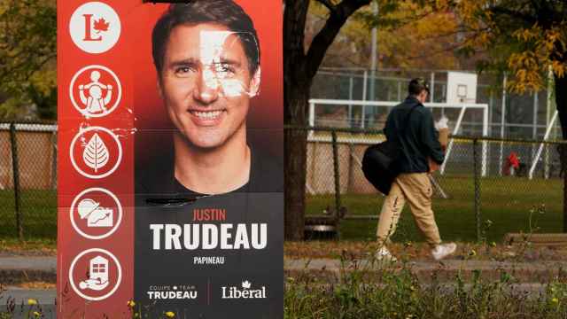 Una cartel electoral de Trudeau.
