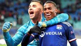Los jugadores del Lyon celebran una victoria