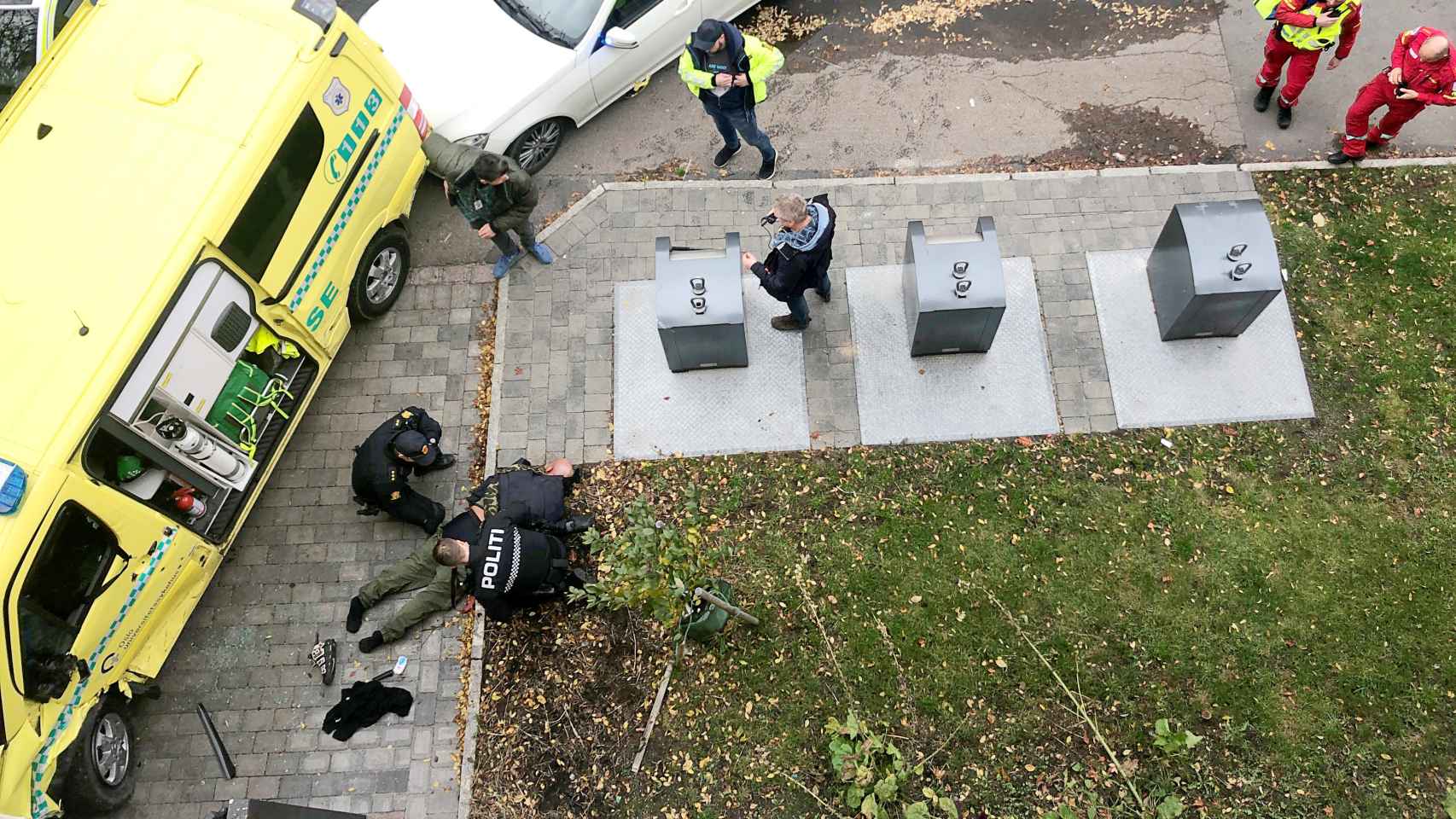 Momento en el que la policía noruega ha detenido al ladrón y autor de los atropellos en Oslo.