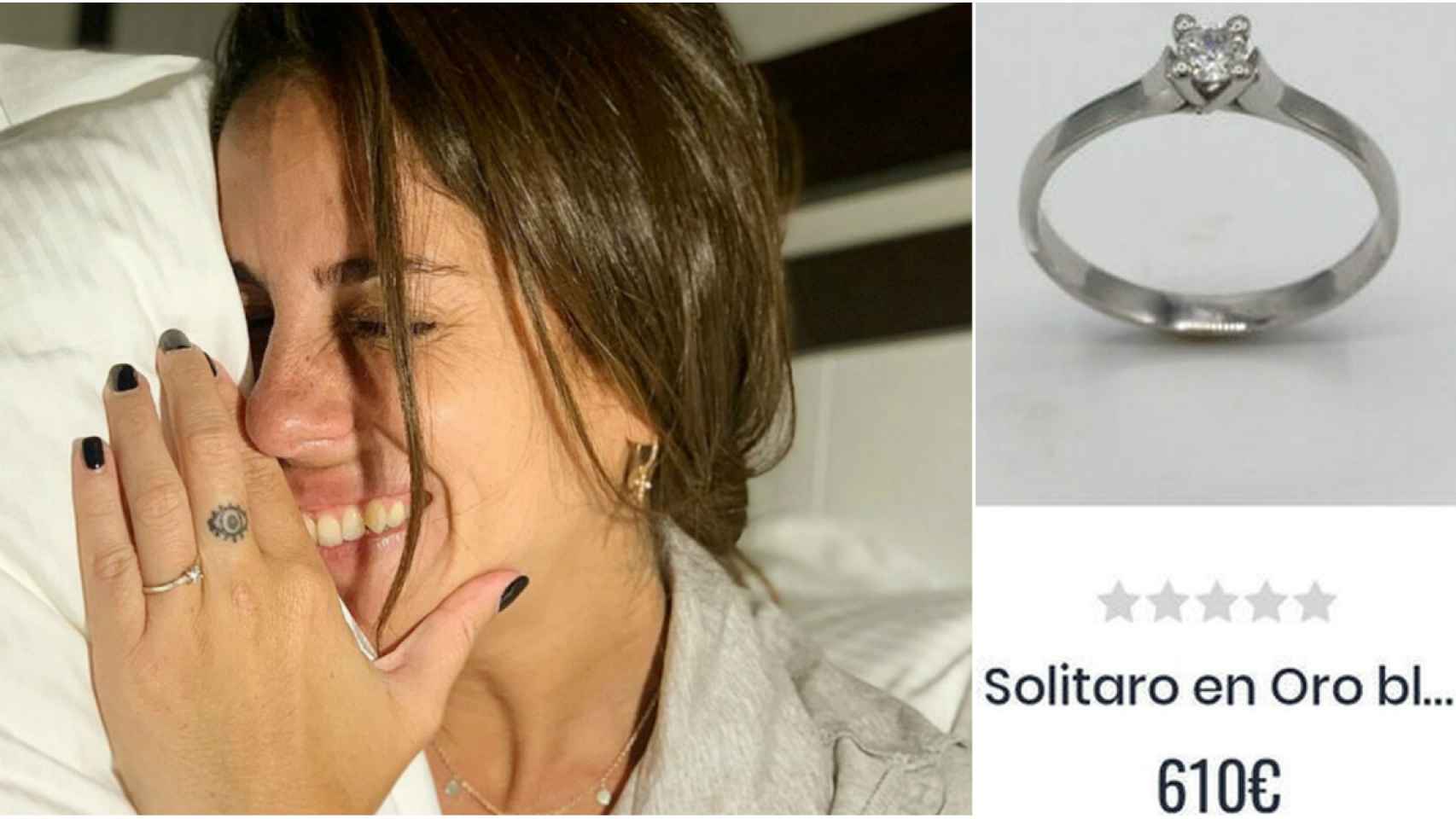 Anabel posa con su anillo de compromiso valorado en 610 euros.