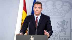 El presidente del Gobierno en funciones, Pedro Sánchez, este jueves en Moncloa.
