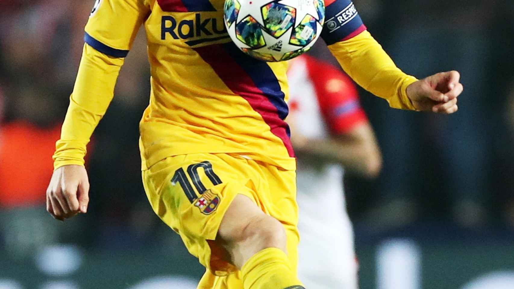 Messi, en un momento del partido ante el Slavia de Praga