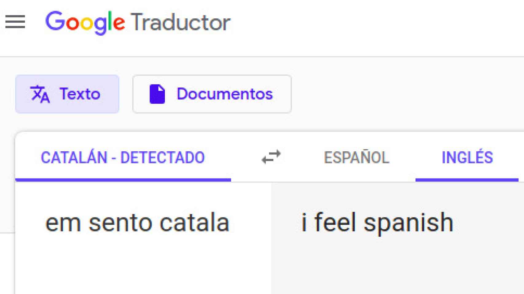 Este es el resultado de la traducción de Google