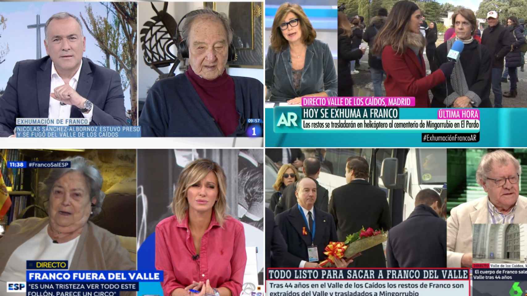 La 1, Telecinco, Antena 3 y laSexta.