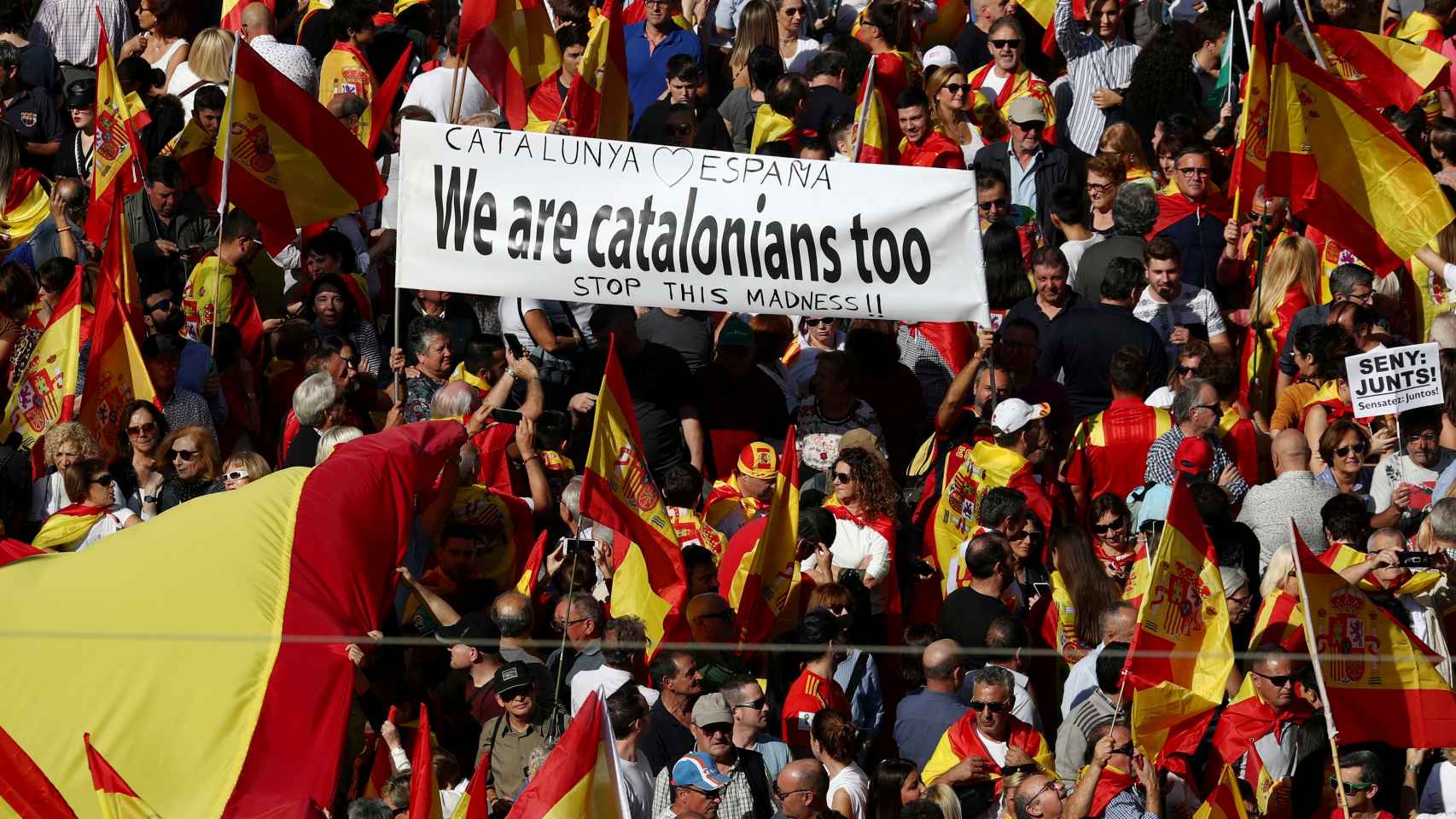 Imagen de la manifestación por la unidad de España en Barcelona.