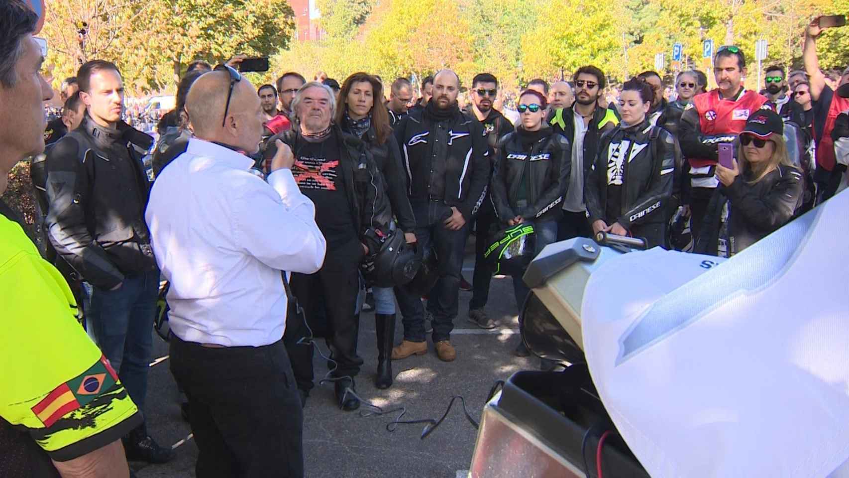 Manifestación en Madrid de la Unión Internacional para la Defensa de los Motociclistas (IMU) contra los guardarraíles sin protección el pasado mes de octubre.