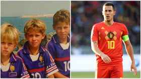 Eden Hazard, de niño con la camiseta de Francia junto a sus hermanos