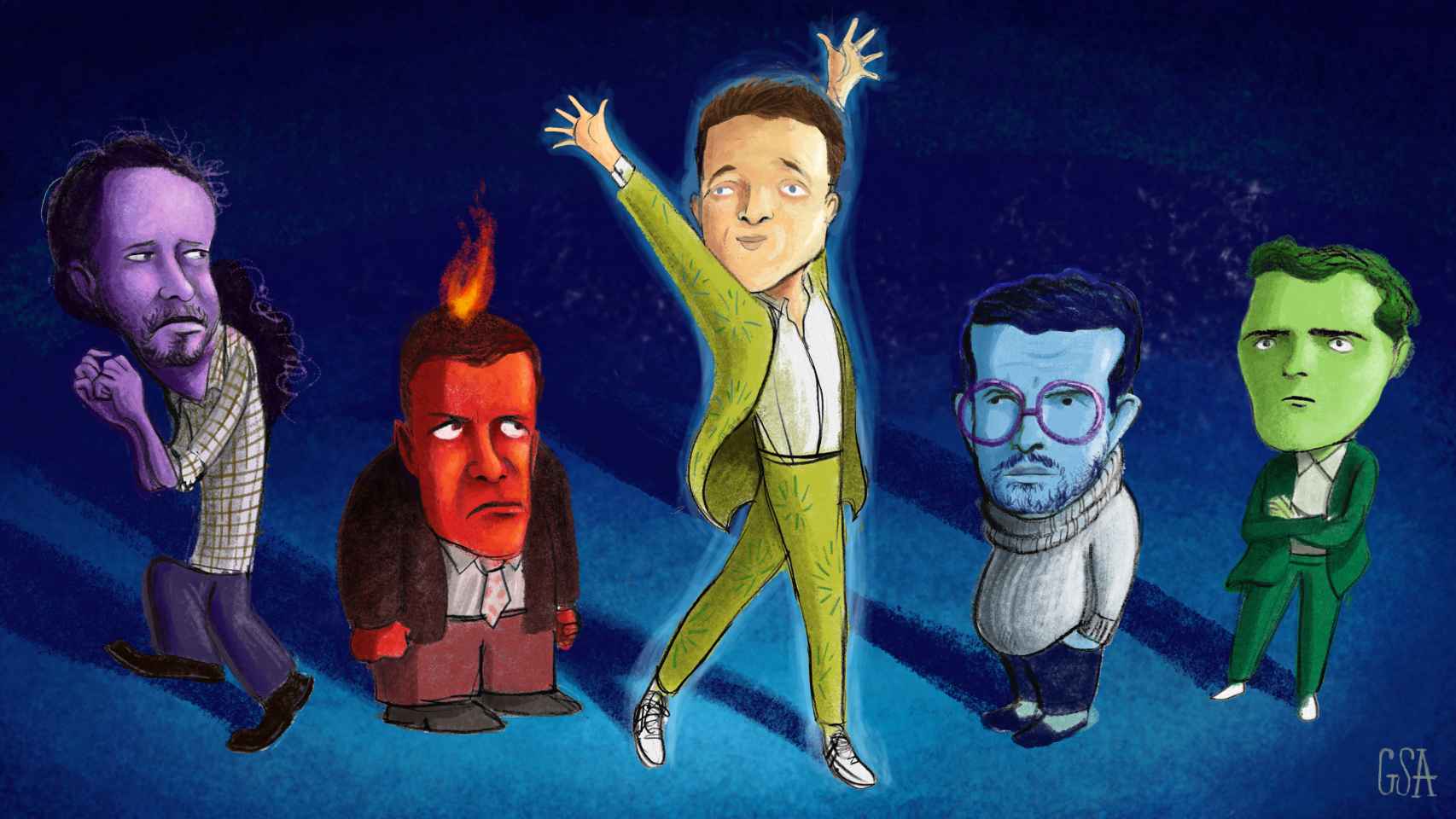 Iglesias, Sánchez, Errejón, Casado y Rivera representados por los personajes de 'Inside Out'