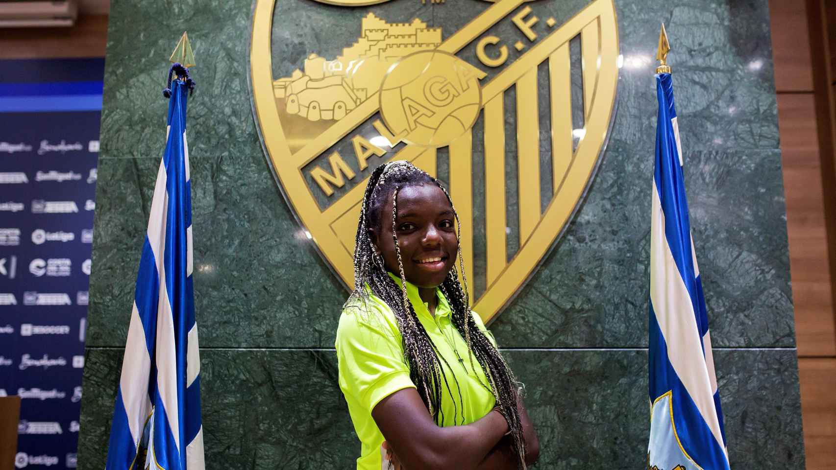 Edna Imade con el Málaga CF.