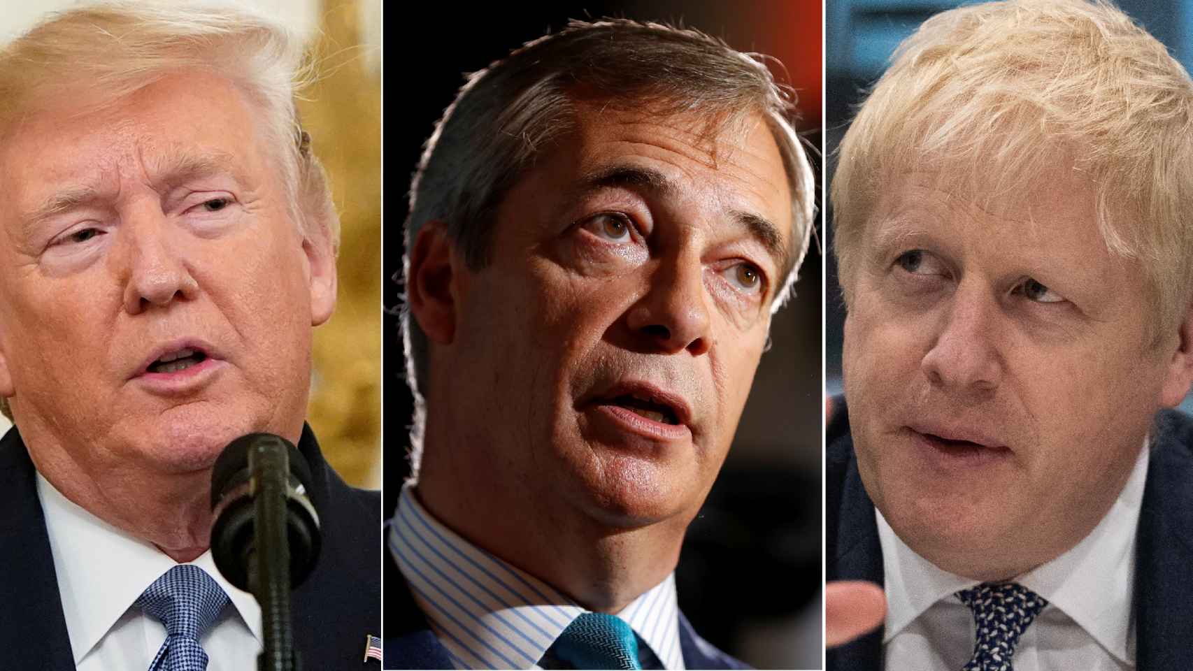 Donald Trump, Nigel Farage y Boris Johnson.