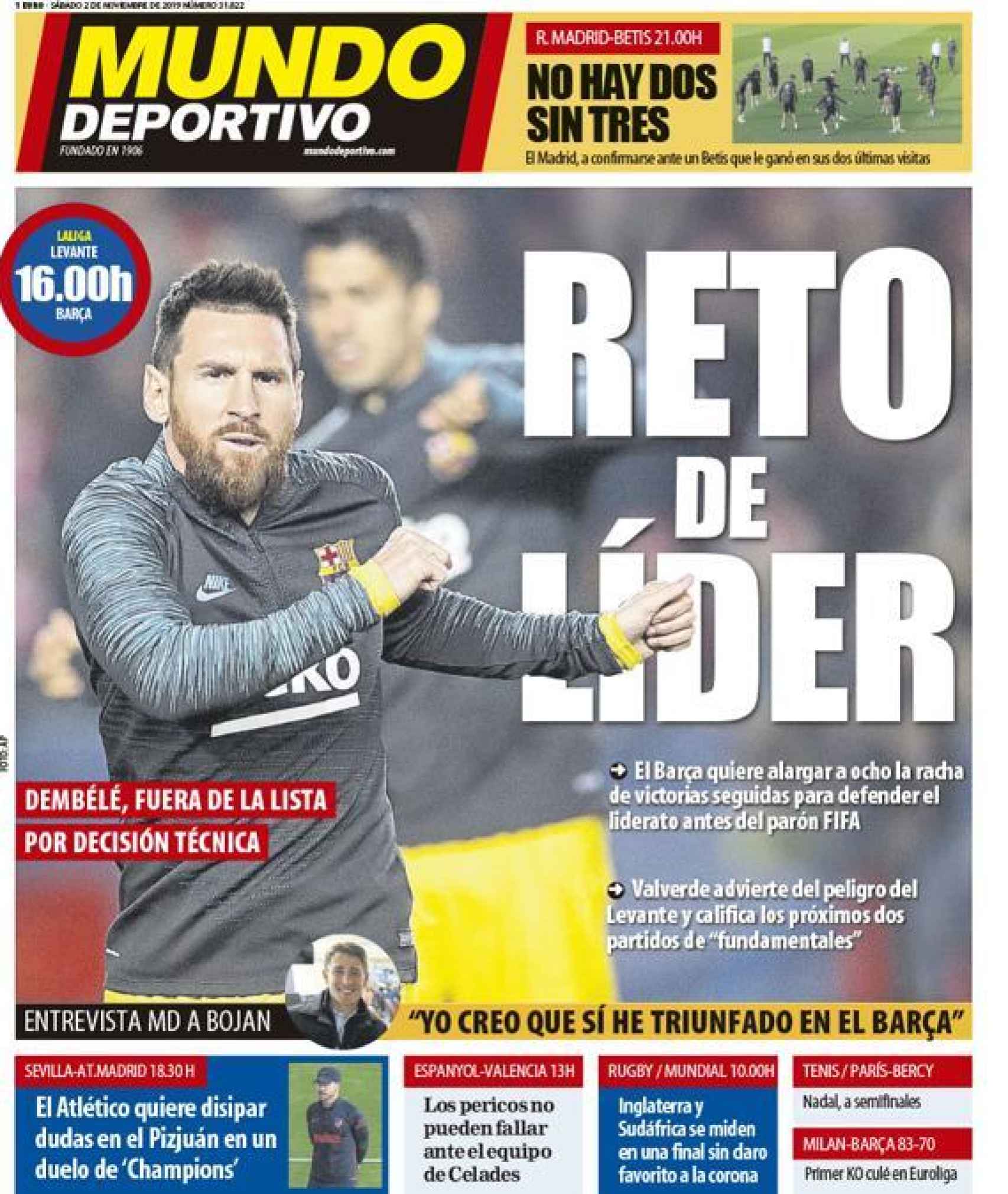 Portada Mundo Deportivo (02/11/2019)