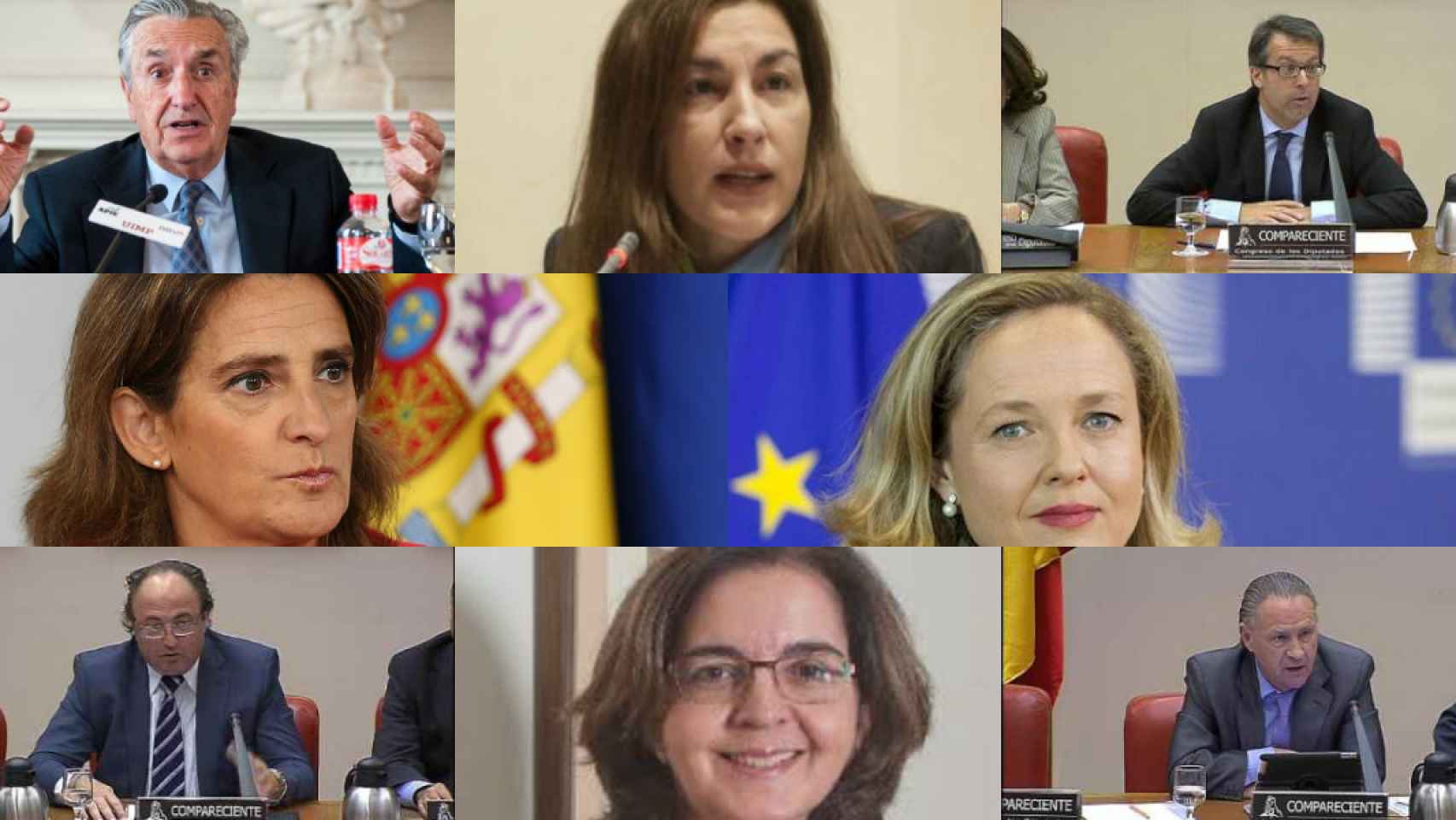 J. M. Marín Quemada, María Fernández, Mariano Bacigalupo, Teresa Ribera, Nadia Calviño, Benigno Valdés, Clotilde de la Higuera y Josep Mª Guinart.