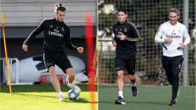 Gareth Bale y James Rodríguez trabajan sobre el césped a dos días de recibir al Galatasaray