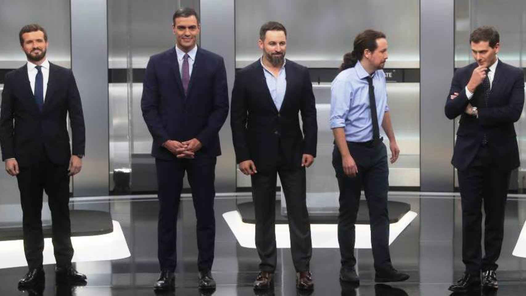 Casado, Sánchez, Abascal, Iglesias y Rivera