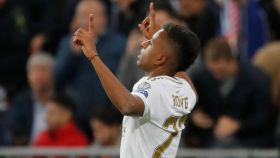 Rodrygo Goes celebra su segundo gol al Real Madrid