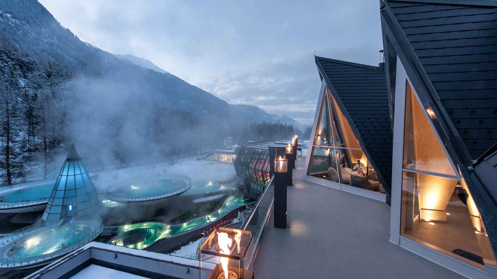 Vista exterior del Aqua Dome Spa, en Austria.
