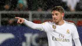 Fede Valverde celebra su primer gol oficial con el Real Madrid