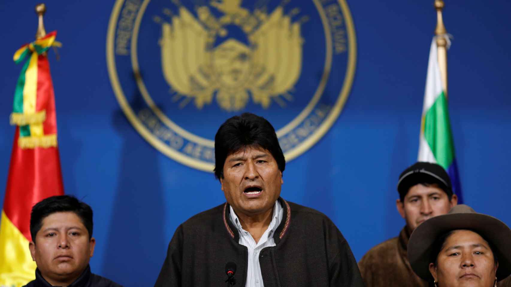 Evo Morales, presidente de Bolivia, durante una rueda de prensa tras la crisis electoral.
