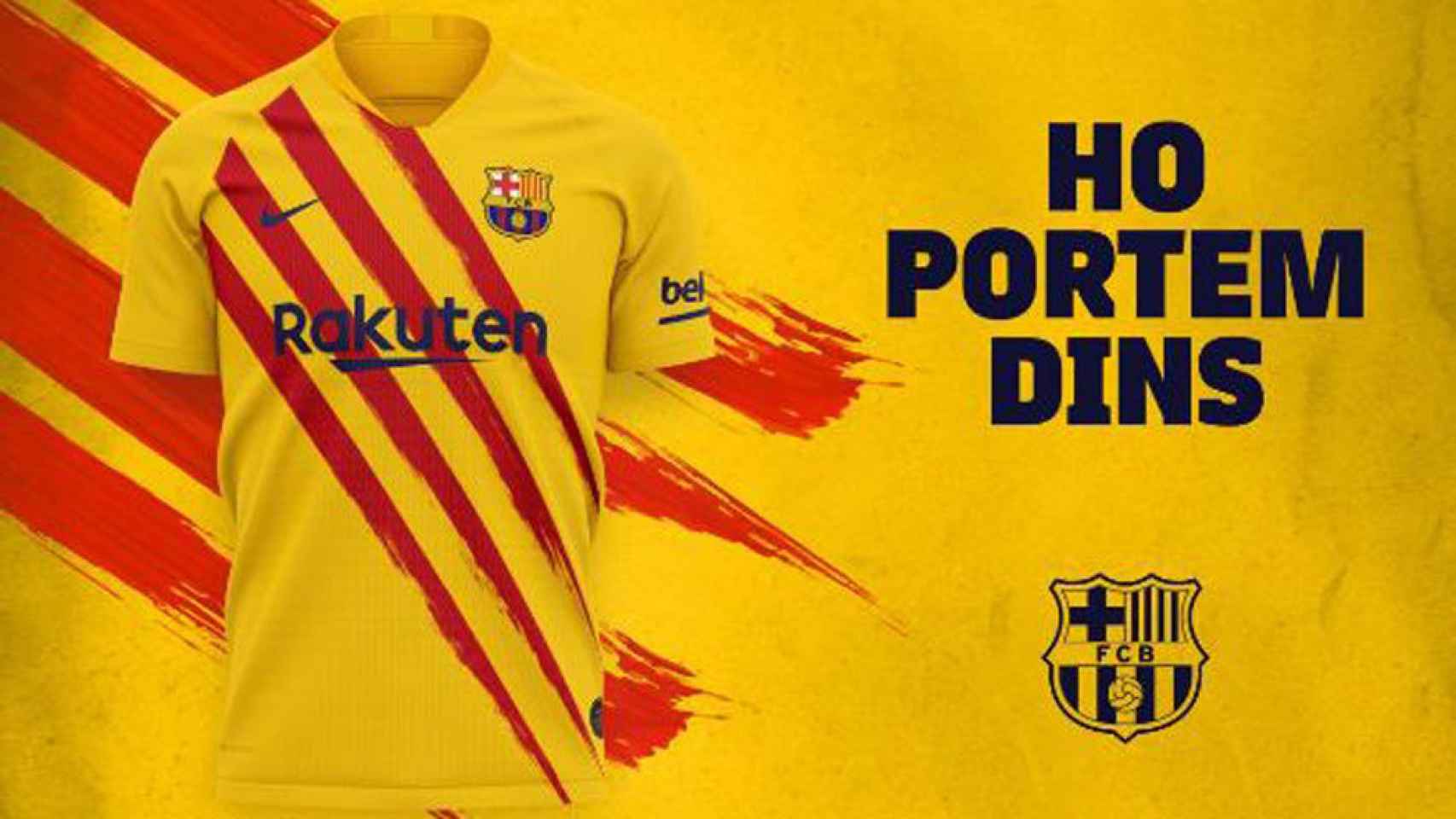 El Barcelona presenta la camiseta de la senyera