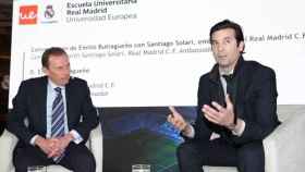 Butragueño y Solari, en la presentación de la Escuela Universitaria Real Madrid