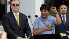 Evo Morales durante la rueda de prensa en el Ministerio de Exteriores mexicano.