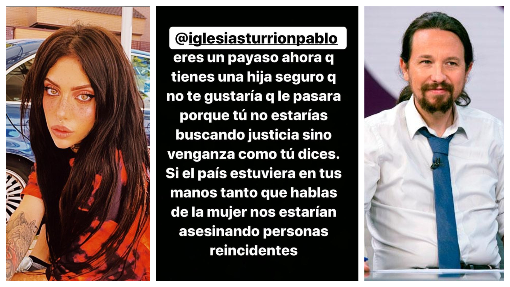 Valeria Quer, junto al mensaje que le ha enviado en redes sociales a Pablo Iglesias.