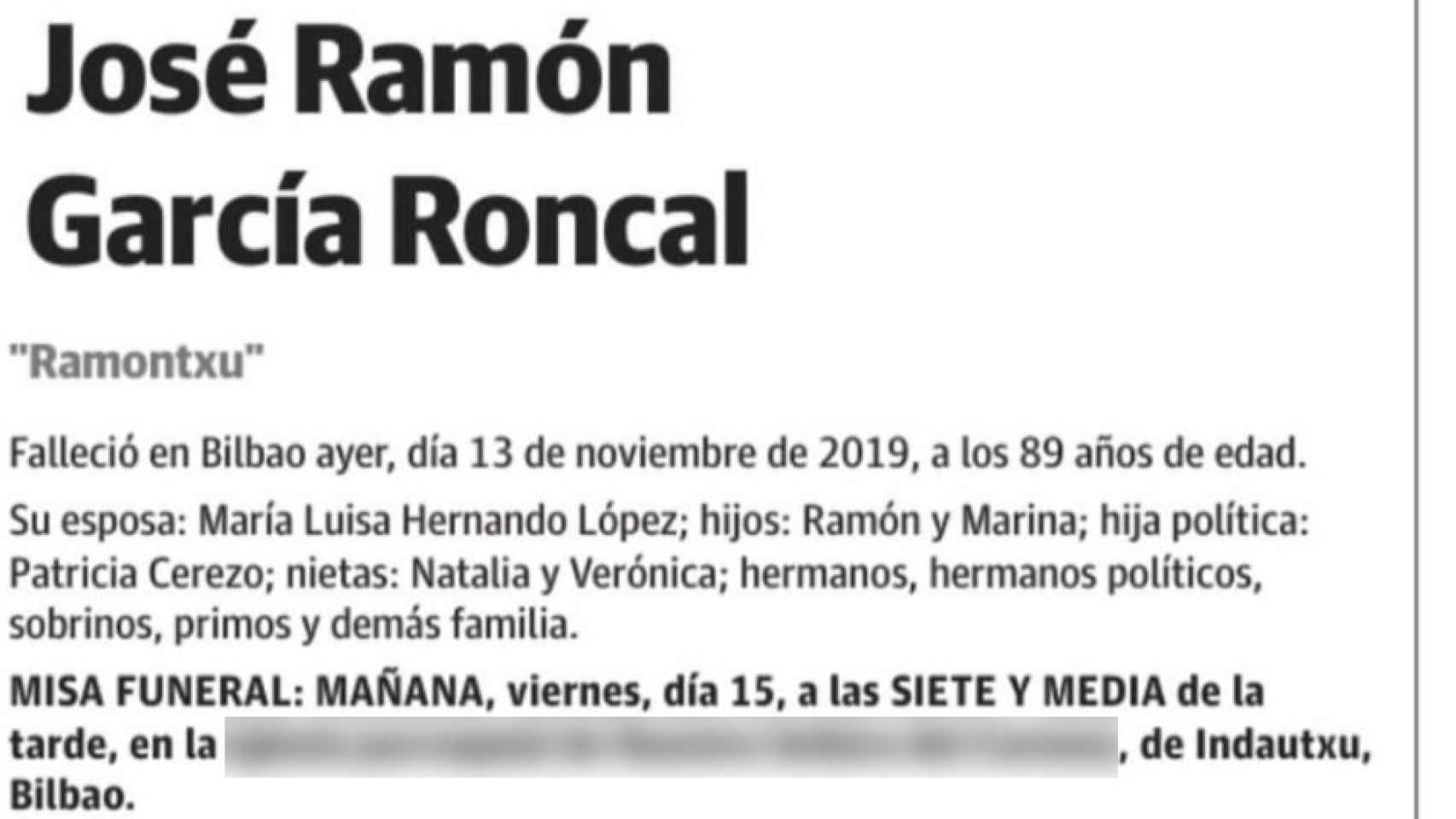 El padre de Ramón García ha fallecido a los 89 años.