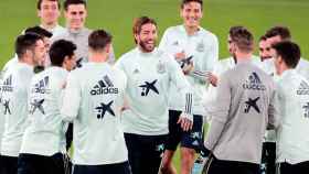La selección española en el entrenamiento previo al partido ante el Malta