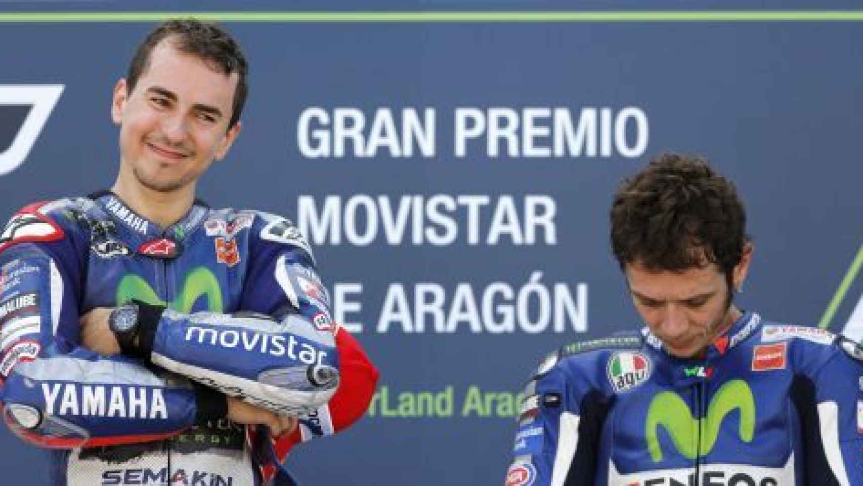 Jorge Lorenzo y Valentino Rossi en el Gran Premio de Aragón