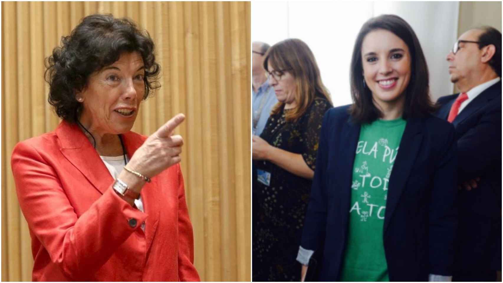 Isabel Celaá, ministra en funciones, e Irene Montero, portavoz de Unidas Podemos.
