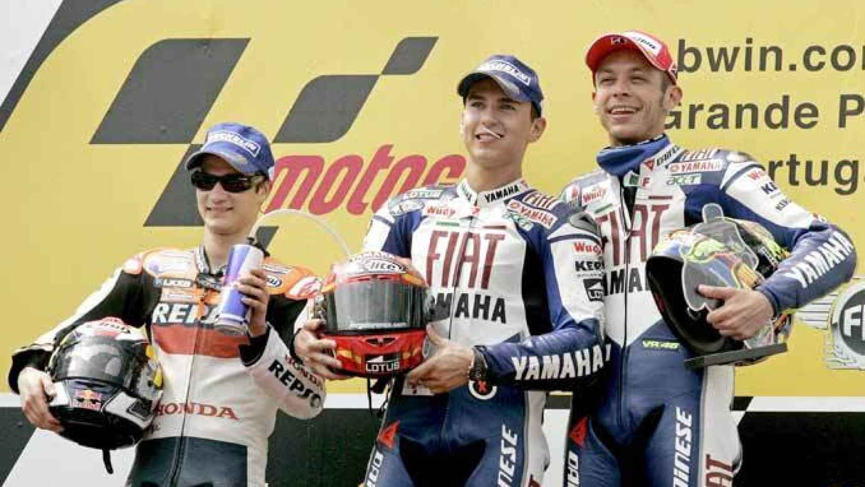 Rossi, Lorenzo y Pedrosa.