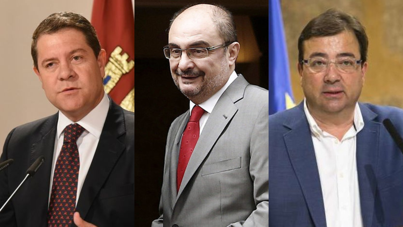 Emiliano García Page, Javier Lambán y Guillermo Fernández Vara, barones del PSOE.