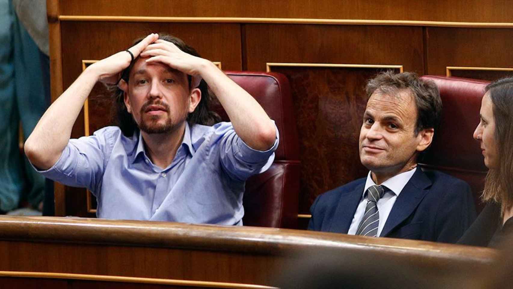 Pablo Iglesias, junto a Jaume Asens en el Congreso de los Diputados.
