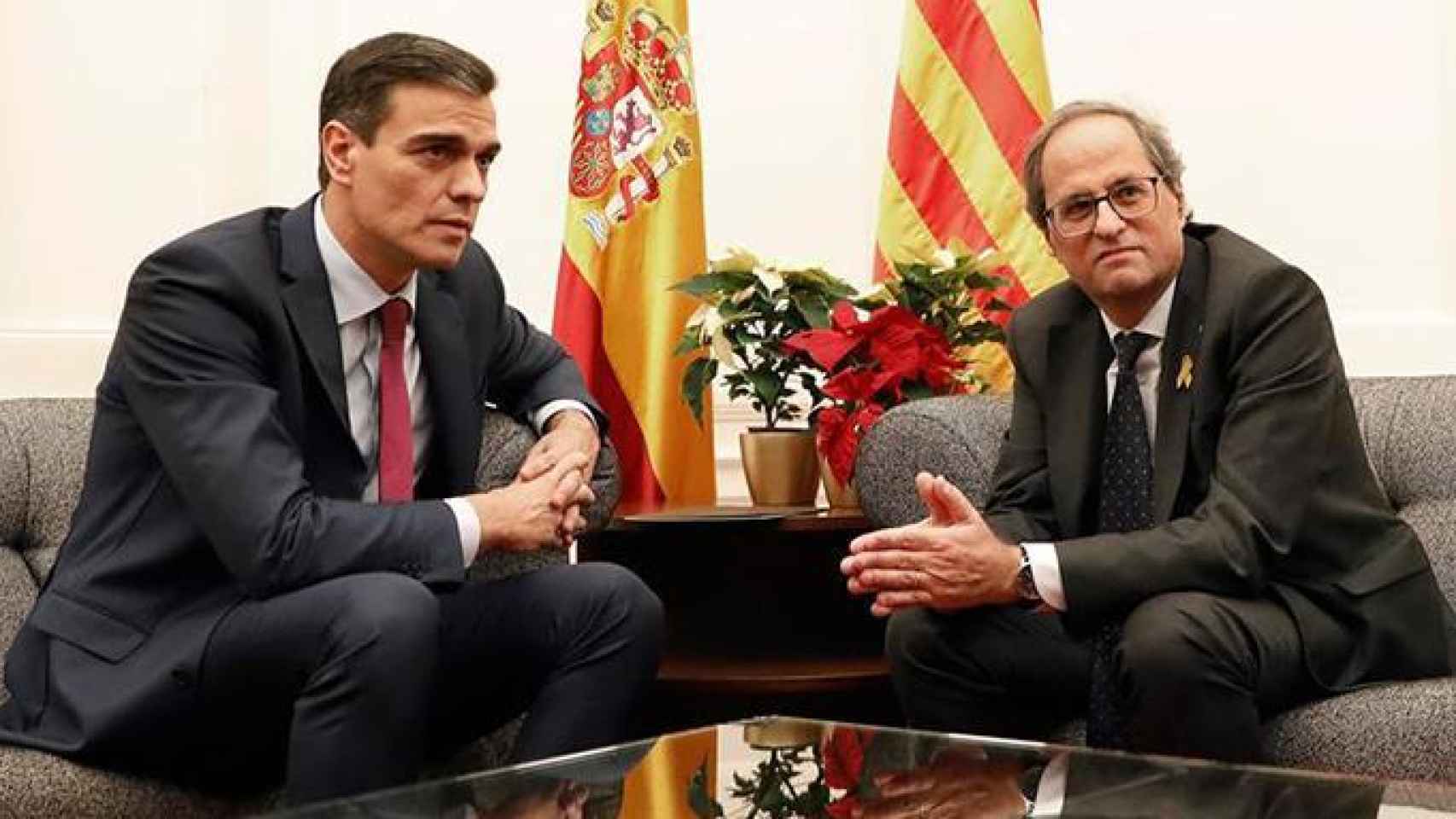 Pedro Sánchez y Quim Torra, en su reunión mantenida en el Palacio de Pedralbes, Barcelona, hace más de un año.