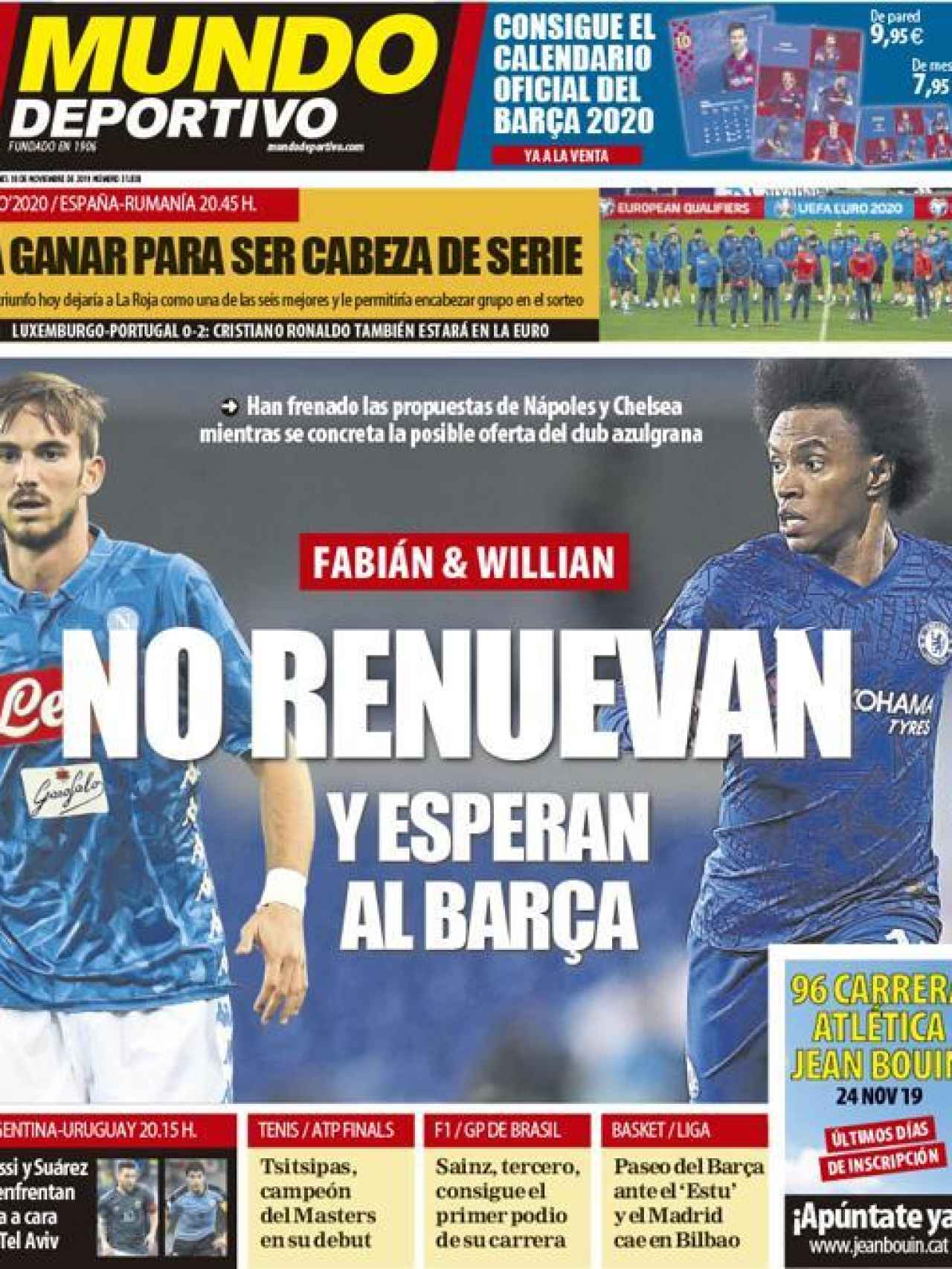 La portada del diario Mundo Deportivo (18/11/2019)