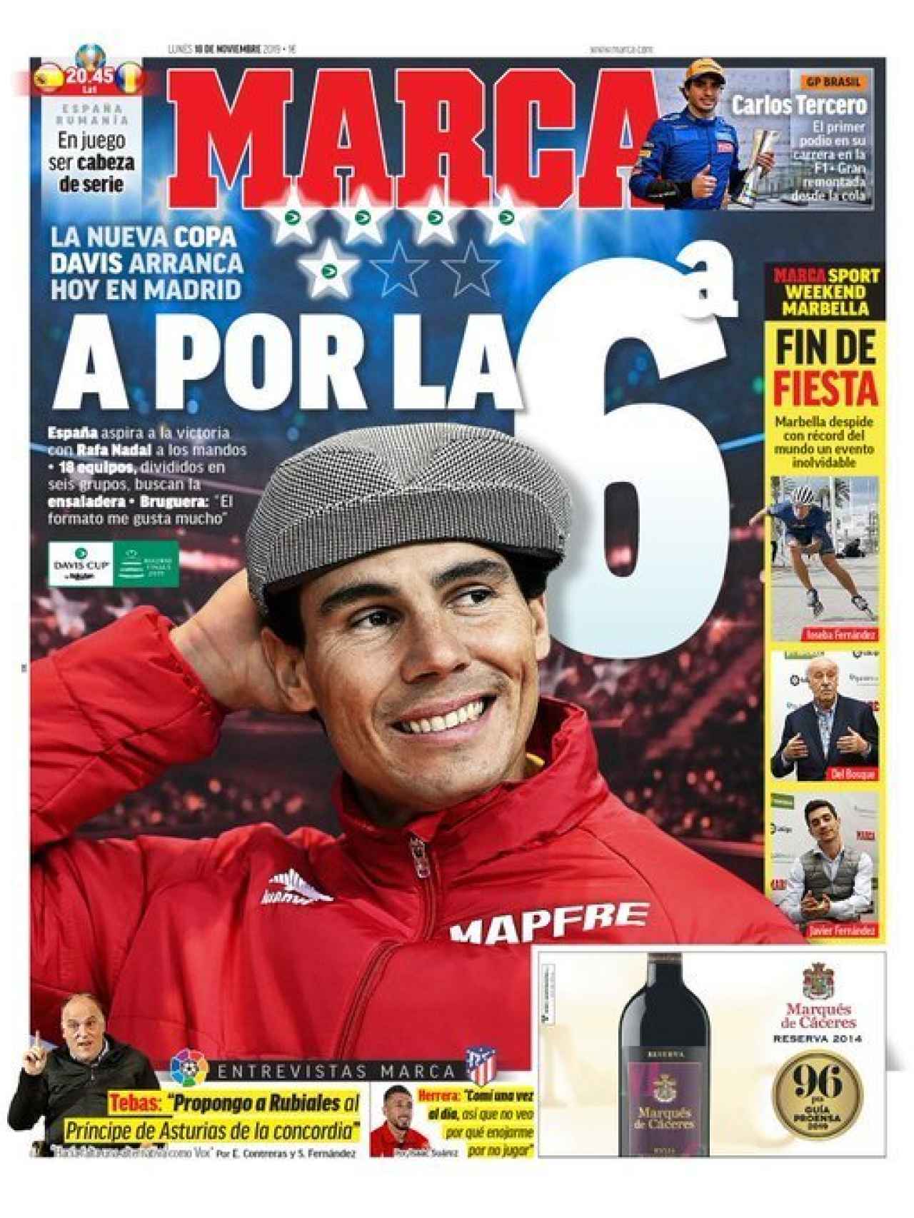 La portada del diario MARCA (18/11/2019)
