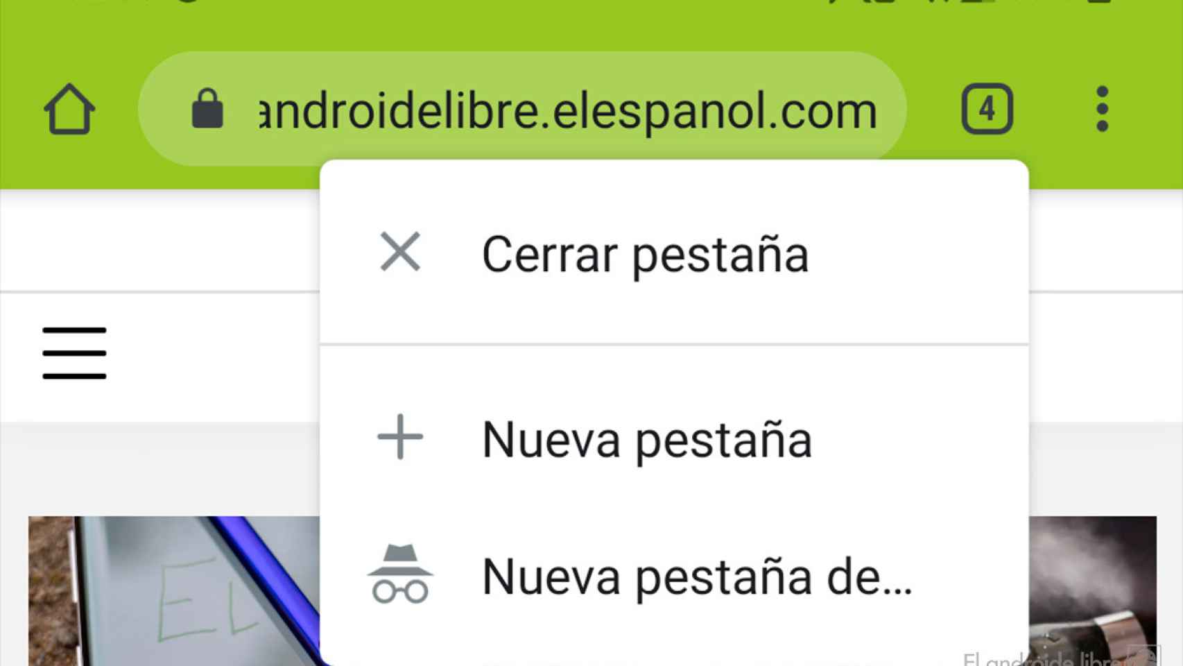 Chrome para Android se actualiza con un nuevo menú emergente